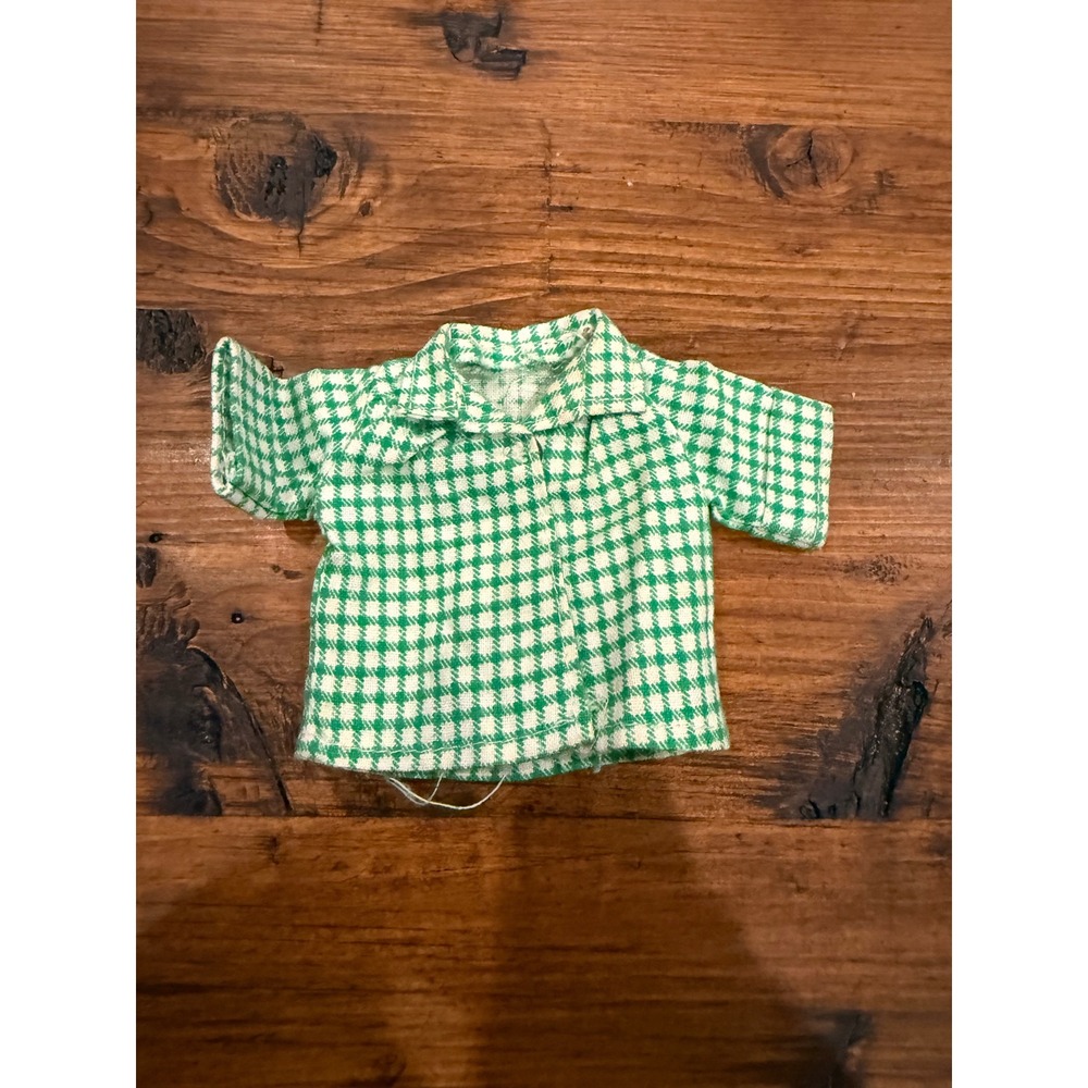 Sindy Doll Vintage Mix n Match 1980 Separates Green Gingham Checked Top